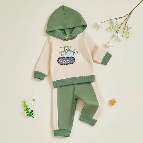 Miniatura 208 de Conjunto de ropa de otoño e invierno para bebé y niño, sudadera larga con capucha y pantalones para niños pequeños, 6, 12, 18, 24 meses, 2T