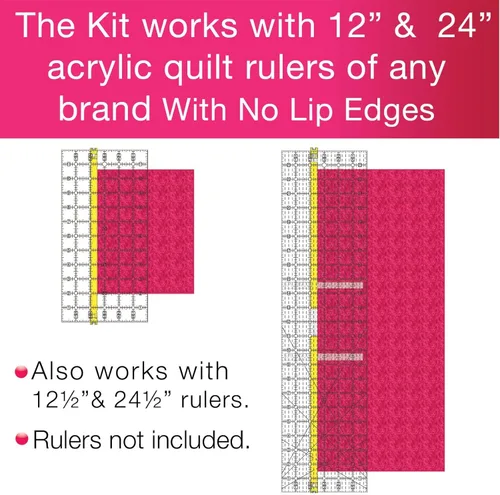 Miniatura 4 de Guidelines4Quilting Kit de actualización de regla de edredón para reglas de 12 y 24 pulgadas, corta tiras y cuadrados precisos incluso