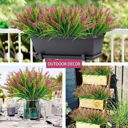 Miniatura 3 de Agusbagli 24 paquetes de plantas falsas de césped artificial, mono, hierba de mono, vegetación resistente a los rayos UV, arreglo de arbustos