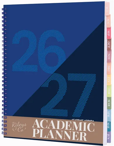 Miniatura 19 de Rileys Agenda Académica 2026-2027, agenda diaria, semanal y mensual, julio de 2026 a junio de 2027, páginas de notas para estudiantes