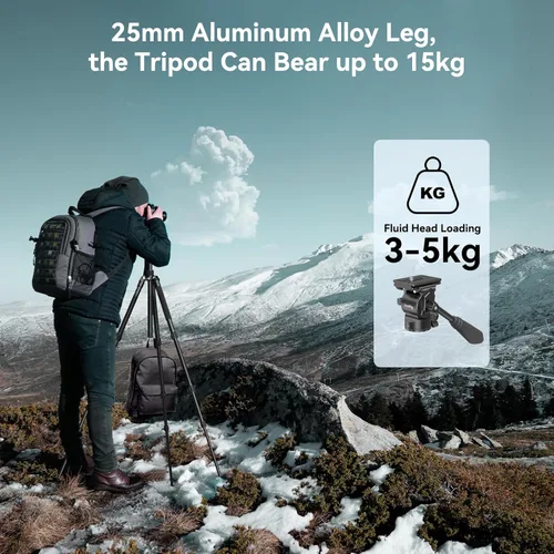 Miniatura 6 de SmallRig CT180 Trípode de Video, Trípode de Cámara de 72" Monopie con Cabezal Fluido, Trípode de Cámara de Aluminio, Cabezal Fluido Panorámico