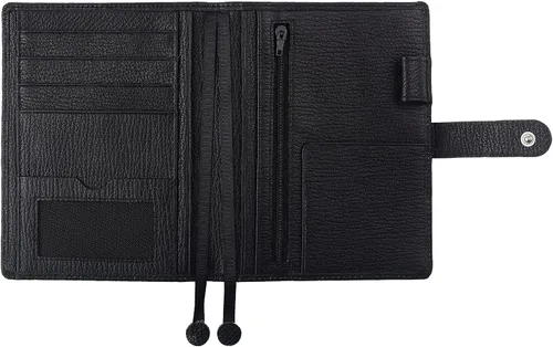 Miniatura 2 de Funda para planificador de cuero genuino A6 con presilla para bolígrafo, ranuras para tarjetas, bolsillos con cremallera, funda para organizador