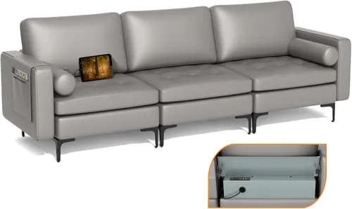 Miniatura 17 de Giantex Sofá individual, silla decorativa, sillón con cojín cómodo, bolsillos para revistas, sala de estar, silla de ocio tapizada para dormitorio