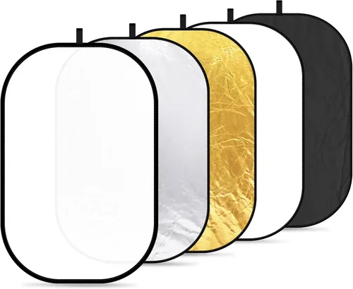 NEEWER Reflectores de luz de 40"x60"/100x150cm para fotografía, portátil 5 en 1 plegable multidisco con bolsa - Difusor translúcido, plateado,