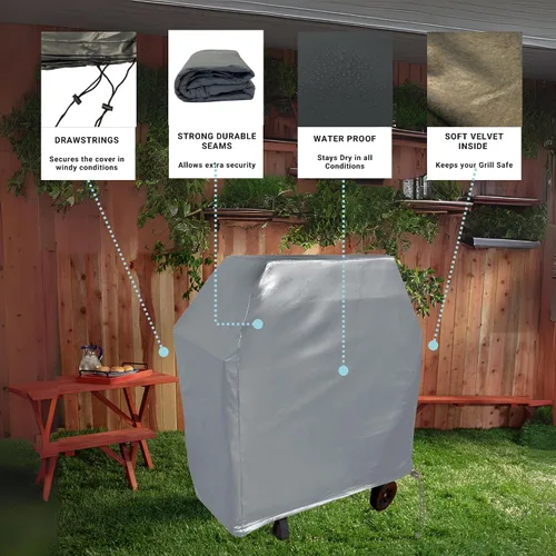 Miniatura 4 de Formosa Covers Funda para parrilla de 48 pulgadas, funda de vinilo gris impermeable para barbacoa, compatible con Weber Spirit II E-210, Napoleon