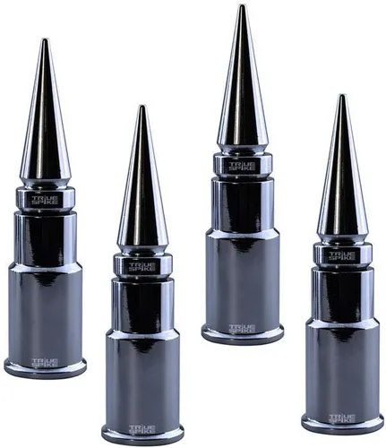 TRUE SPIKE 4 tapas de vástago de válvula de aire de neumático con punta cromada en calibre pesado CNC mecanizado billet corto de aluminio compatible