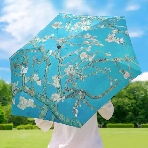 Miniatura 6 de Sombrilla de viaje plegable compacta con protección UV para 99% de protección UV, resistente al viento, a prueba de lluvia, pequeña sombrilla
