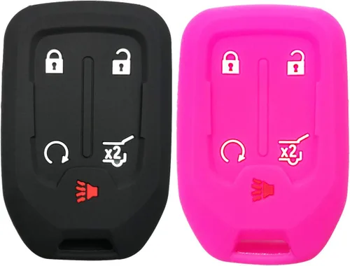 Miniatura 5 de Funda con mando a distancia y 5 botones para GMC Acadia Terrain Yukon Chevrolet Suburban Tahoe HYQ1AA 13584502 1551A-AA, Negro/Azul