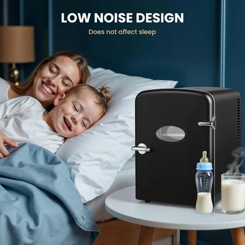 Miniatura 4 de HealSmart Mini refrigerador de 4 litros con ventana de observación, capacidad para 6 latas, enfriador y calentador portátil sin freón y portátil