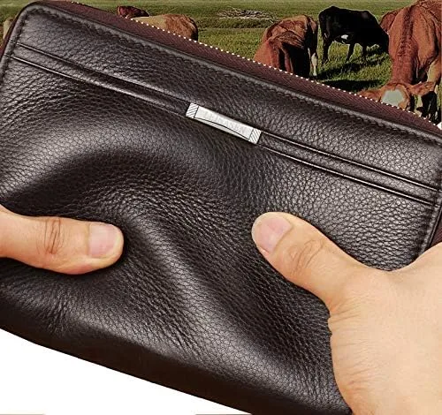 Miniatura 6 de Black Sales Friday Deals - Cartera larga de cuero para hombre, bolsa de mano grande de viaje para negocios, funda para teléfono celular, funda