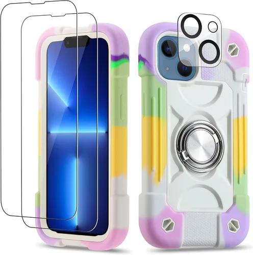 Miniatura 53 de Funda para iPhone 11 de 6.1 pulgadas con soporte de anillo, con 2 protectores de pantalla de vidrio, resistente a los golpes, resistente a