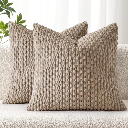 Miniatura 24 de MIULEE - Paquete de 2 fundas de cojín decorativas, modernas y boho, de terciopelo, con textura a rayas, para sofá, cama, sala de estar, decoración