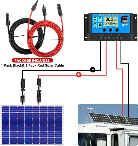 Miniatura 8 de Vansdon Cable de extensión de panel solar de 2 x 50 pies, cable solar de 10 AWG con conectores impermeables hembra y macho para RV, sistemas