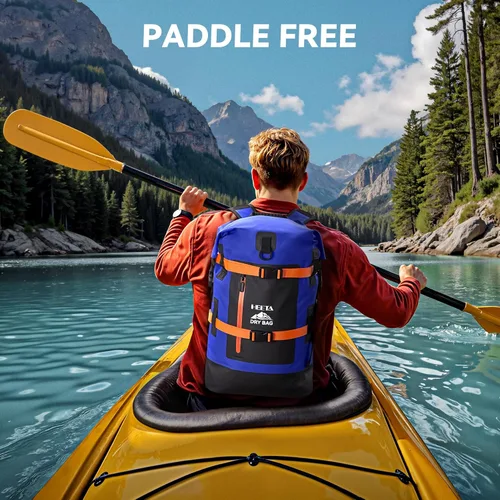 Miniatura 7 de HEETA - Bolsas secas impermeables para hombres y mujeres, mochila de 40 L, con parte superior enrollable, mochila de senderismo resistente para Azul