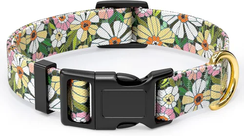 Miniatura 31 de Rnivvi Collar para perros pequeños, lindo collar floral resistente ajustable para cachorros con hebilla de liberación rápida para niño, niña
