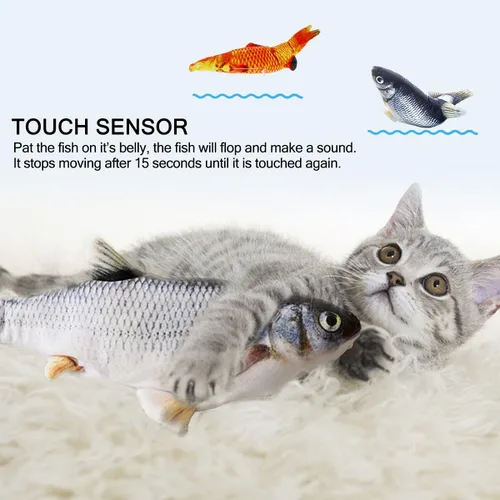 Miniatura 2 de Tocirelo Juguetes para Gatos Pez Saltarín Interactivo con Hierba Gatera, Paquete de 2 Juguetes Interactivos para Gatos de Interior, Juguete Pateador