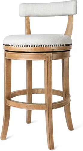 Miniatura 16 de Maven Lane Alexander - Juego de 2 taburetes de bar de 31 pulgadas, taburetes giratorios con reposapiés, tapicería de madera maciza gris y tela gris
