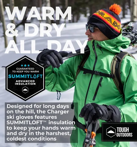 Miniatura 2 de Guantes de nieve con correas en las muñecas,para esquí y snowboard, resistentes al agua y al viento, exterior de nailon, aislamiento térmico y palma