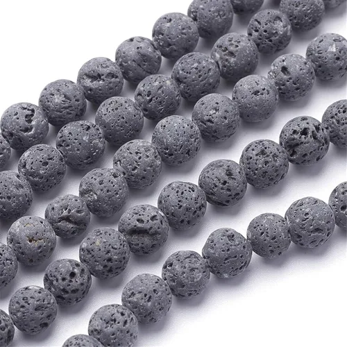 Miniatura 11 de Craftdady 360 cuentas de lava natural de 0.315 pulgadas (0.315 in), cuentas redondas de piedra blanca y negra, cuentas espaciadoras sueltas