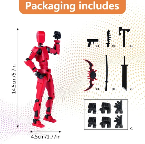 Miniatura 4 de Juego de figuras de acción, modelo 13 figura de acción móvil multiarticulada, caja de regalo, ideal para seres queridos y amigos. Rojo