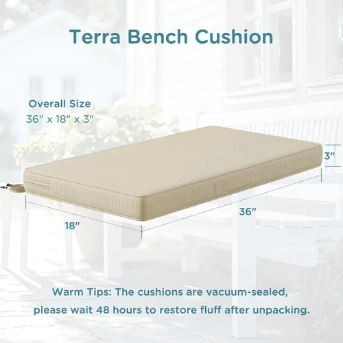 Miniatura 2 de Codi Cojín de banco para exteriores de 36 pulgadas, doble impermeable, cojines de repuesto para muebles de patio, columpio, porche, sofá, 36 x 18 x