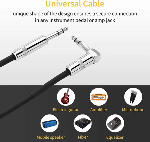 Miniatura 4 de Donner Cable TRS de 6 pies, cable de conexión estéreo equilibrado, resistente, sin zumbido de 1/4 pulgadas, ángulo recto macho a cable recto TRS