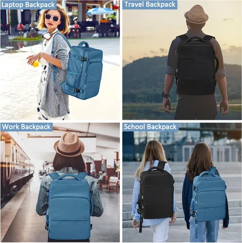 Miniatura 8 de Mochila de Viaje Snoffic para Mujer, Negro, 17 pulg.