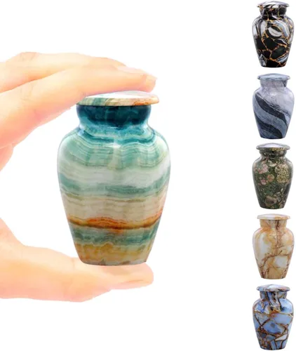 Miniatura 9 de Urnas de cremación conmemorativas para cenizas humanas Urna de cremación grande hecha a mano con acabado de mármol para adultos, urnas decorativas