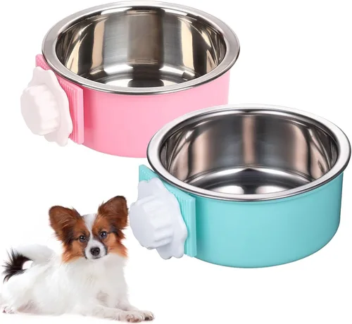 Miniatura 14 de kathson Jaula para perros, extraíble de acero inoxidable para colgar, jaula para mascotas, alimentador de alimentos y agua, taza para gatos