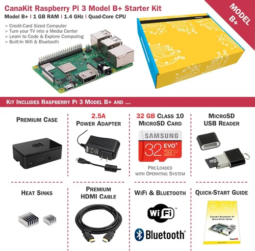 Miniatura 2 de CanaKit Raspberry Pi 3 B+ (B Plus) Kit de arranque (32 GB EVO+ Edition, Premium Black Case)