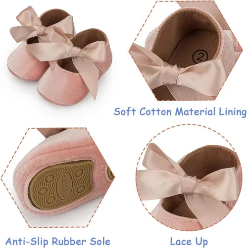 Miniatura 3 de Morbido - Zapatos planos Mary Jane para bebés y niñas, suela suave antideslizante con nudo de lazo, zapatos de vestir de princesa para boda