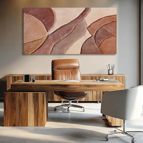 Miniatura 3 de Dolidoteart Arte de pared abstracto marrón beige, pintura al óleo pintada a mano para oficina, decoración de pared horizontal con textura grande