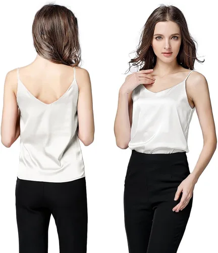 Miniatura 4 de Camisola sexy de seda sin mangas sin mangas con suave satén