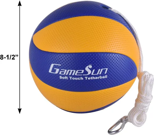 Miniatura 2 de Tetherball and Rope,Full-Size Soft Rubber, Portable Tetherballs with Soft Rope - Great Outdoor Game for Family Fun Play Amarillo/Azul