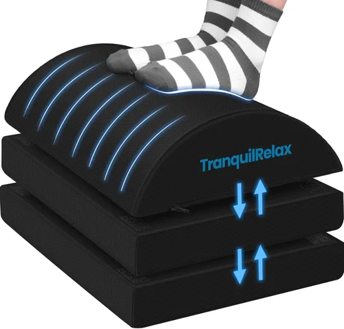 Miniatura 10 de TranquilRelax Reposapiés para debajo del escritorio en el trabajo, accesorios de juegos, taburete con 3 alturas ajustables y funda lavable, cómodos