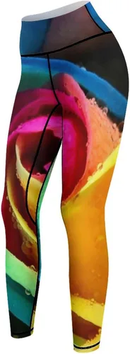 Miniatura 6 de Colorful Rainbow Nature Rose Workout Leggings for Women High Waisted Tummy Control Yoga Pants