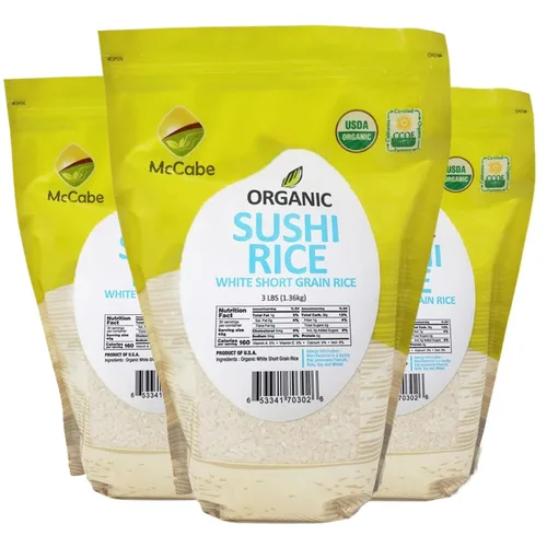 Miniatura 16 de McCabe Arroz dulce orgánico – Arroz pegajoso glutinoso Arroz orgánico sin gluten y sin OGM rico en fibras y minerales Certificado orgánico USDA