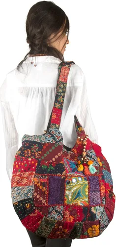 Miniatura 4 de Bolso de hombro grande colorido rojo para mujer, bolso de mano de mercado escolar, laptop, diario, casual, diario, cómodo, bohemio