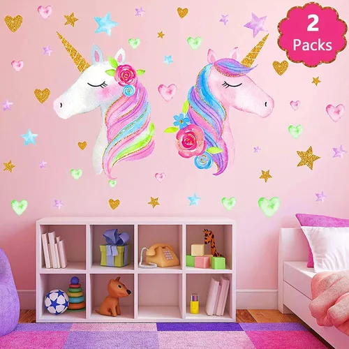 Adhesivo de Pared de Unicornio, Adhesivo de Pared de Unicornio de Tamaño Grande para Decoración de Dormitorio de Niñas, Fiesta de Cumpleaños