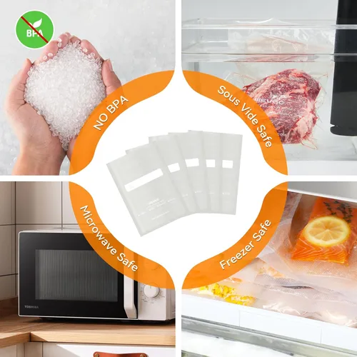 Miniatura 8 de Wevac Bolsas selladoras al vacío de 6 x 10 pulgadas, 200 unidades, pintas precortadas, ideal para guardar alimentos, sin BPA, grado comercial, ideal