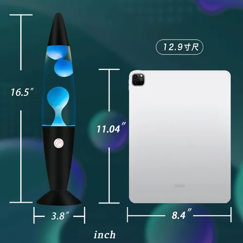Miniatura 7 de Vanful Lámpara de Movimiento Líquido de Magma Azul de 16 Pulgadas con Base Negra, Lámparas de Purpurina para Adultos y Niños Alimentada por Cable