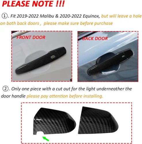 Miniatura 2 de DEYTOP Cubierta para Manija de Puerta Compatible con Chevy Malibu y Blazer 2018-2025, Equinox y Traverse 2018-2024 Protector de Manija de Puerta