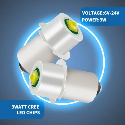 Miniatura 2 de Bombilla LED de repuesto para linterna con 18 V, 12 V, 19.2 V, 6 a 24 voltios y 3 W, 247 lm y PR2 P13.5S, kit de conversión LED, compatible