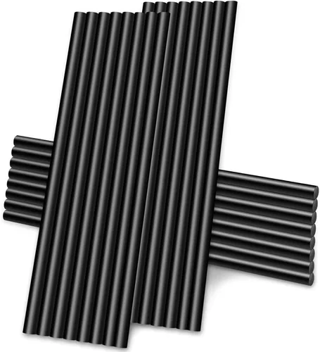 Manarty Palitos de pegamento caliente negro, 24 unidades de tamaño mini de 0.27 pulgadas de diámetro x 8 pulgadas de largo, pegamento de goma EVA