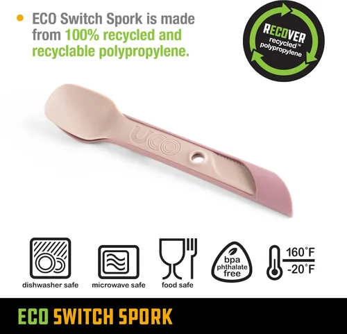 Miniatura 3 de UCO Reciclado ECO Switch Spork - Juego de utensilios de camping integrados de 2 piezas Púrpura (Plum Purple)
