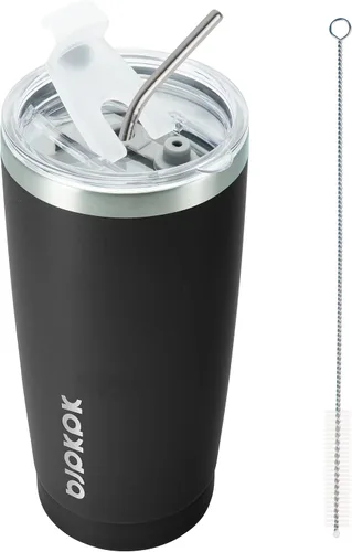 Miniatura 30 de BJPKPK - Vaso de 30 onzas con tapa y pajilla, de acero inoxidable con aislamiento de doble pared al vacío, color azul marino A-Azul Marino-30oz