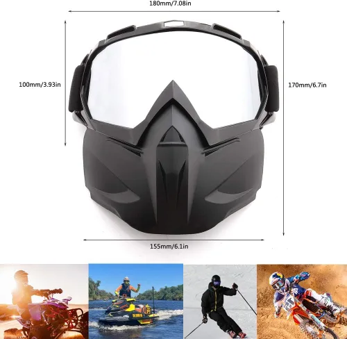Miniatura 6 de SPOSUNE Gafas de motocross, máscara de paintball, máscara facial desmontable, gafas de seguridad para motocross para hombres y mujeres MT-003-Lente