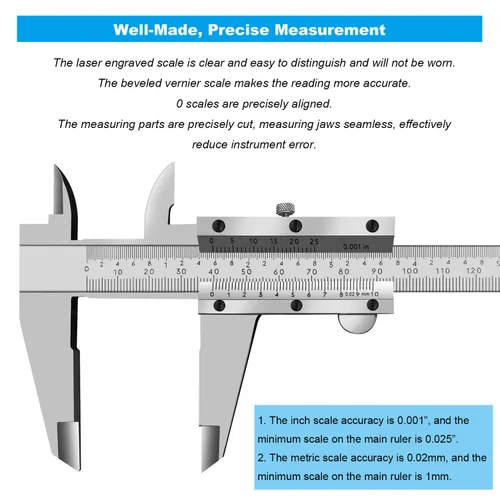 Miniatura 3 de Calibre Vernier micrómetro de 0-12 pulgadas, herramienta de medición de precisión de acero inoxidable (pulgadas/métrico), medición