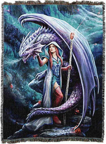 Miniatura 15 de Pure Country Weavers Anne Stokes - Manta de belleza de dragón de la colección Age of Dragons – Manta de fantasía para regalo tejida de algodón