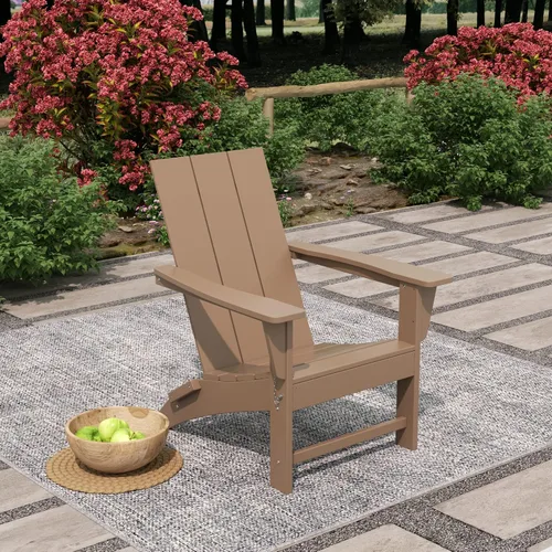Miniatura 2 de WO Home Furniture - Silla Adirondack plegable de polietileno de alta densidad para todo tipo de clima, resistente a los rayos UV y a la Roble